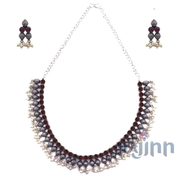 Dajinn Mitali Rani Pink Stone Choker Necklace Set