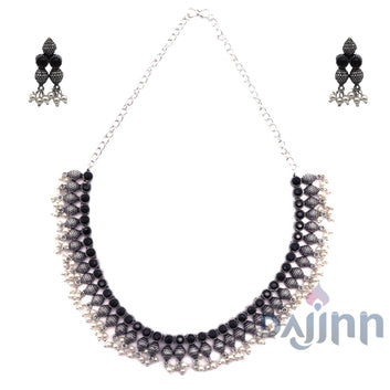 Dajinn Pihu Black Stone Choker Necklace Set