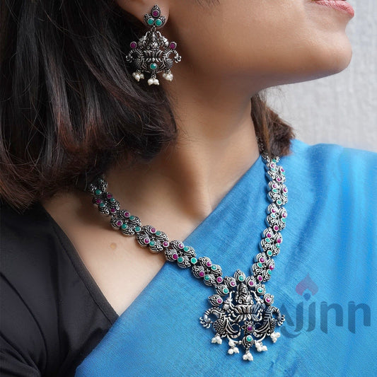 Dajinn Ridhi Multi Colored Temple Work Necklace Set