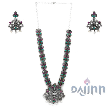 Dajinn Ridhi Multi Colored Temple Work Necklace Set