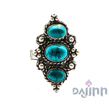 Veena Turquoise Silver Oxidized Ring