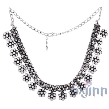 Dajinn Praanvi Silver Oxidised Choker Necklace