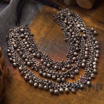 Dajinn Mauli Silver Oxidised Layered Necklace