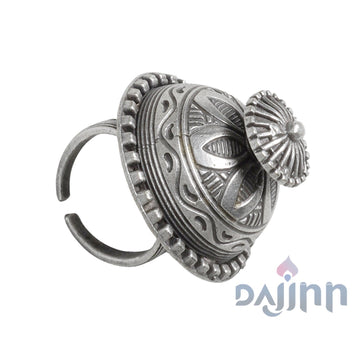 Dajinn Sanchi Stupa Silver Oxidised Ring