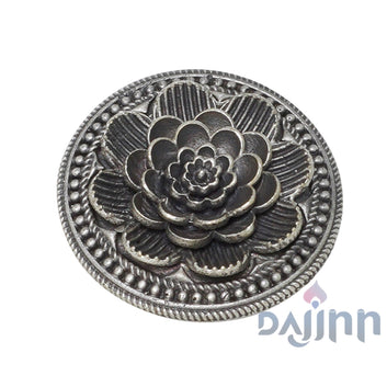 Dajinn Smriti Floral Silver Oxidised Ring