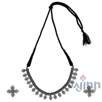 Dajinn Aaloka Silver Oxidised  Choker Necklace Set