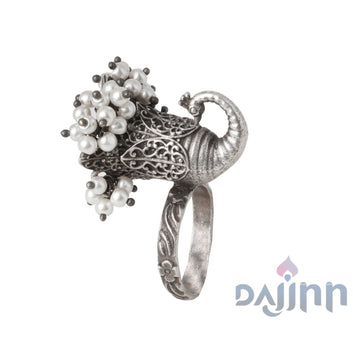 Dajinn Advika Dancing Peacock Pearl Ring