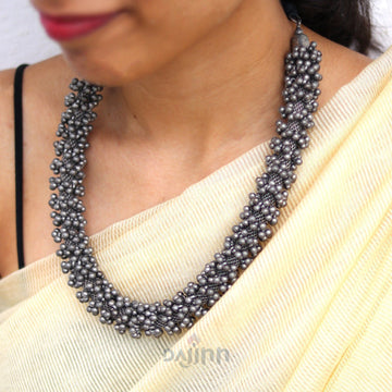 Dajinn Alvie Ghungroo Silver Oxidised Necklace