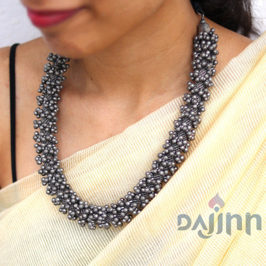 Dajinn Alvie Ghungroo Silver Oxidised Necklace