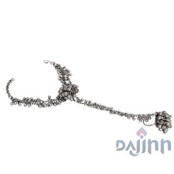 Dajinn Bhavini Silver Oxidised Ghungroo Haath Phool