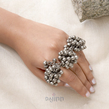 Dajinn Chasmum Ghungroo Silver Oxidised Ghungroo Ring