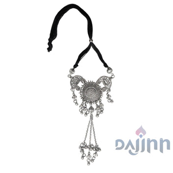 Dajinn Akshara Silver Oxidised Choker Necklace