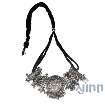 Dajinn Bishika Silver Oxidised Choker Necklace