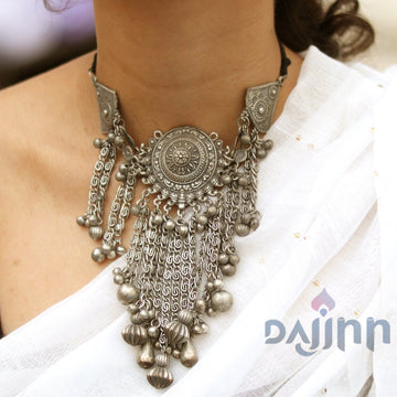 Dajinn Dayami Silver Oxidised Choker Necklace