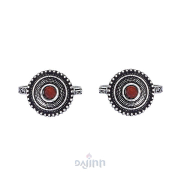 Dajinn Shaanvi Orange Stone Silver Oxidised Toe Rings