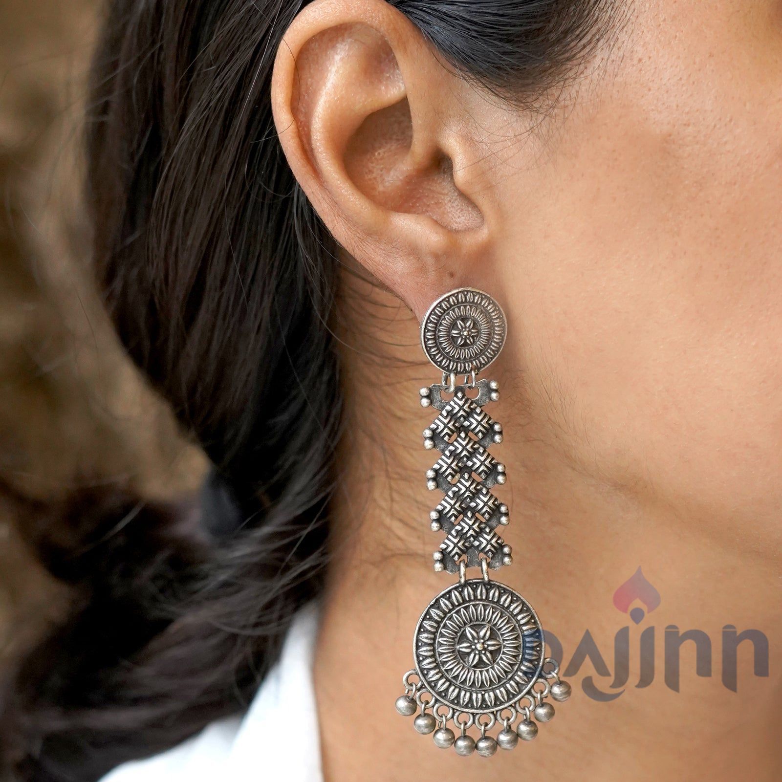 Dajinn Raveena Silver Oxidised Earrings