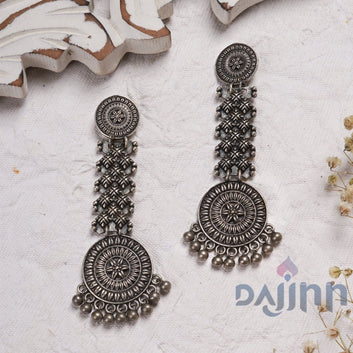 Dajinn Raveena Silver Oxidised Earrings