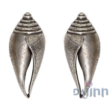 Dajinn Shanka Silver Oxidised Earrings