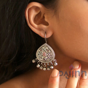 Dajinn Vanya Silver Oxidised Pink Earrings