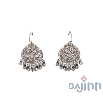 Dajinn Vanya Silver Oxidised Pink Earrings