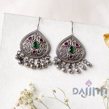 Dajinn Vanya Silver Oxidised Mulitcolored Earrings