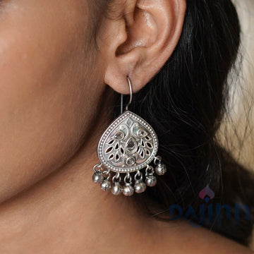 Dajinn Vanya Silver Oxidised White Earrings