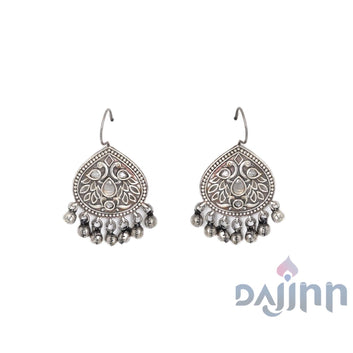 Dajinn Vanya Silver Oxidised White Earrings