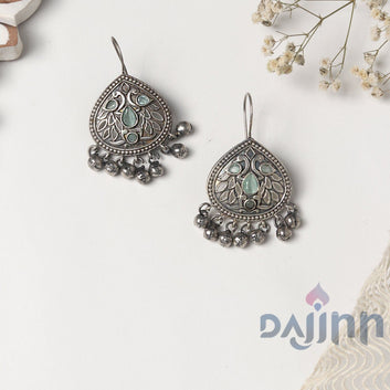 Dajinn Vanya Silver Oxidised Turquoise  Earrings