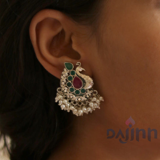 Dajinn Nirali Multicolored Silver Oxidised Earrings