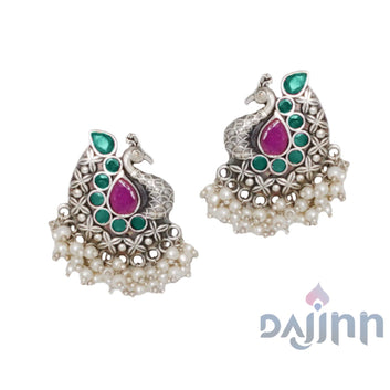 Dajinn Nirali Multicolored Silver Oxidised Earrings