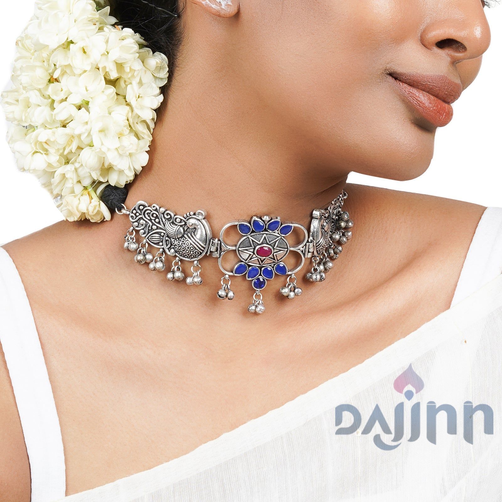 Dajinn Ekantika multicoloured silver oxidised necklace