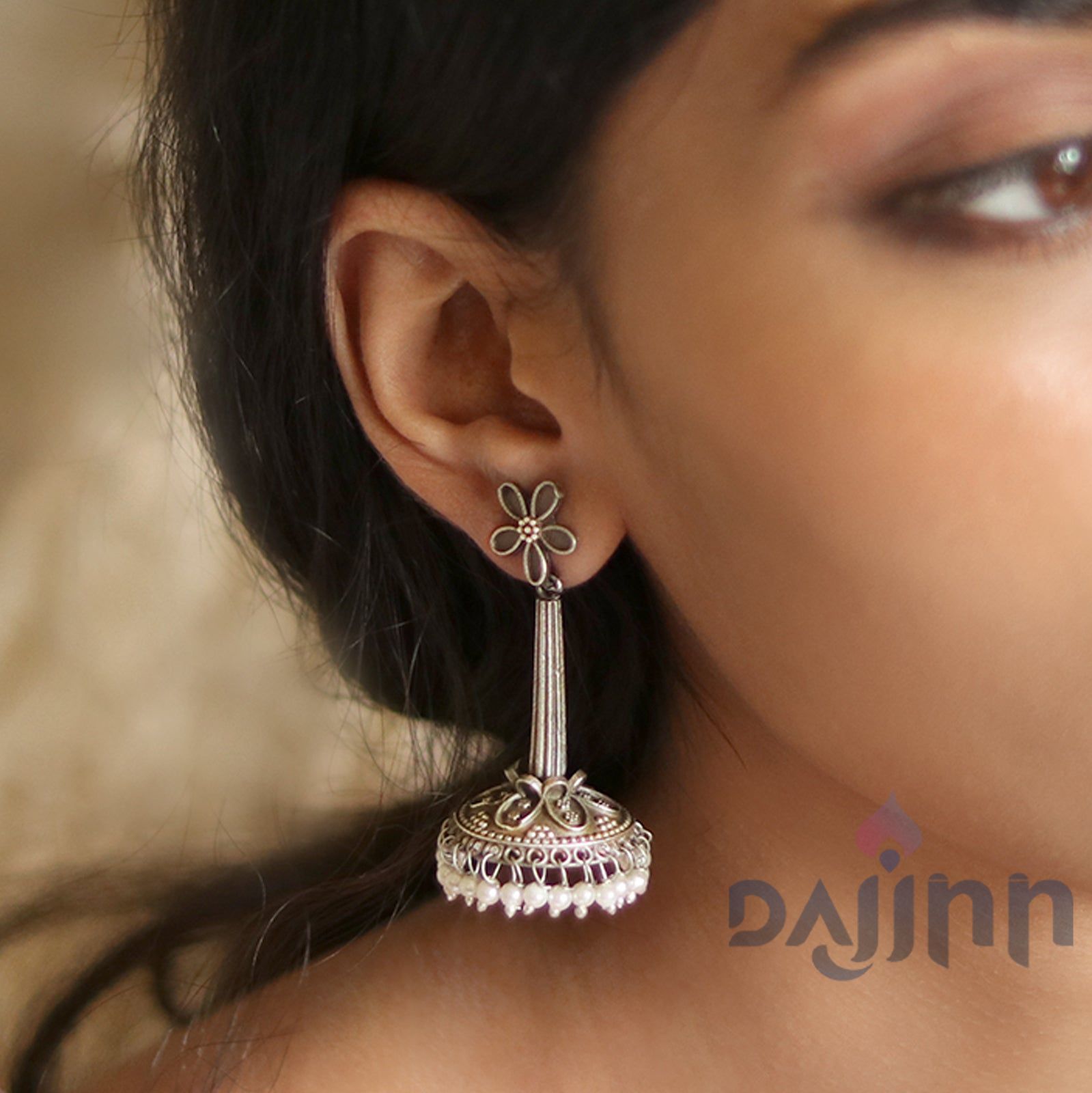 Dajinn Kenisha Silver Oxidised Earrings