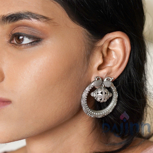 Dajinn Darshi Silver Oxidised Earrings