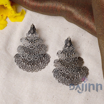 Dajinn Anandita Silver Oxidised Earrings