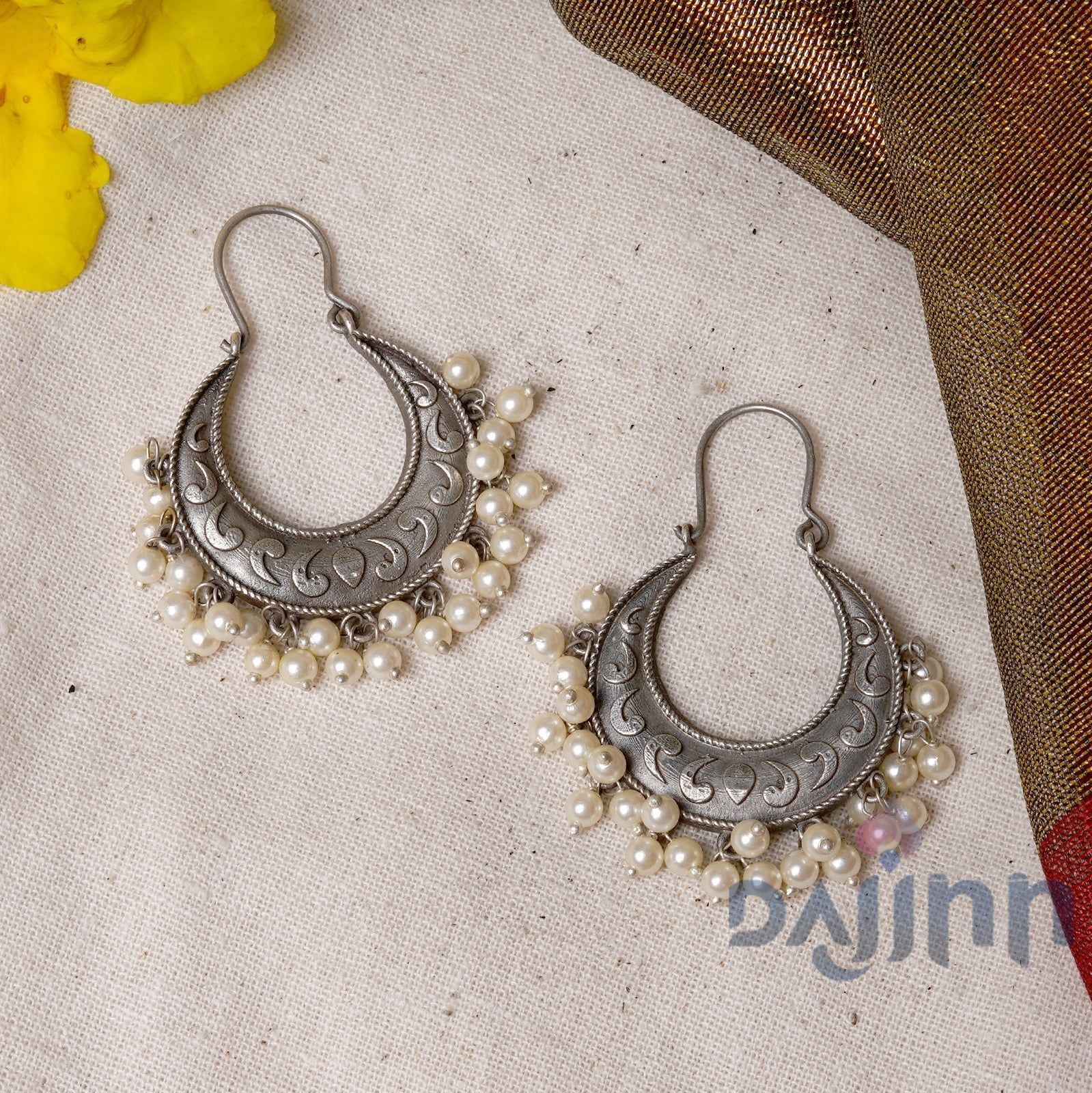 Dajinn Vibha Silver Oxidised Earrings