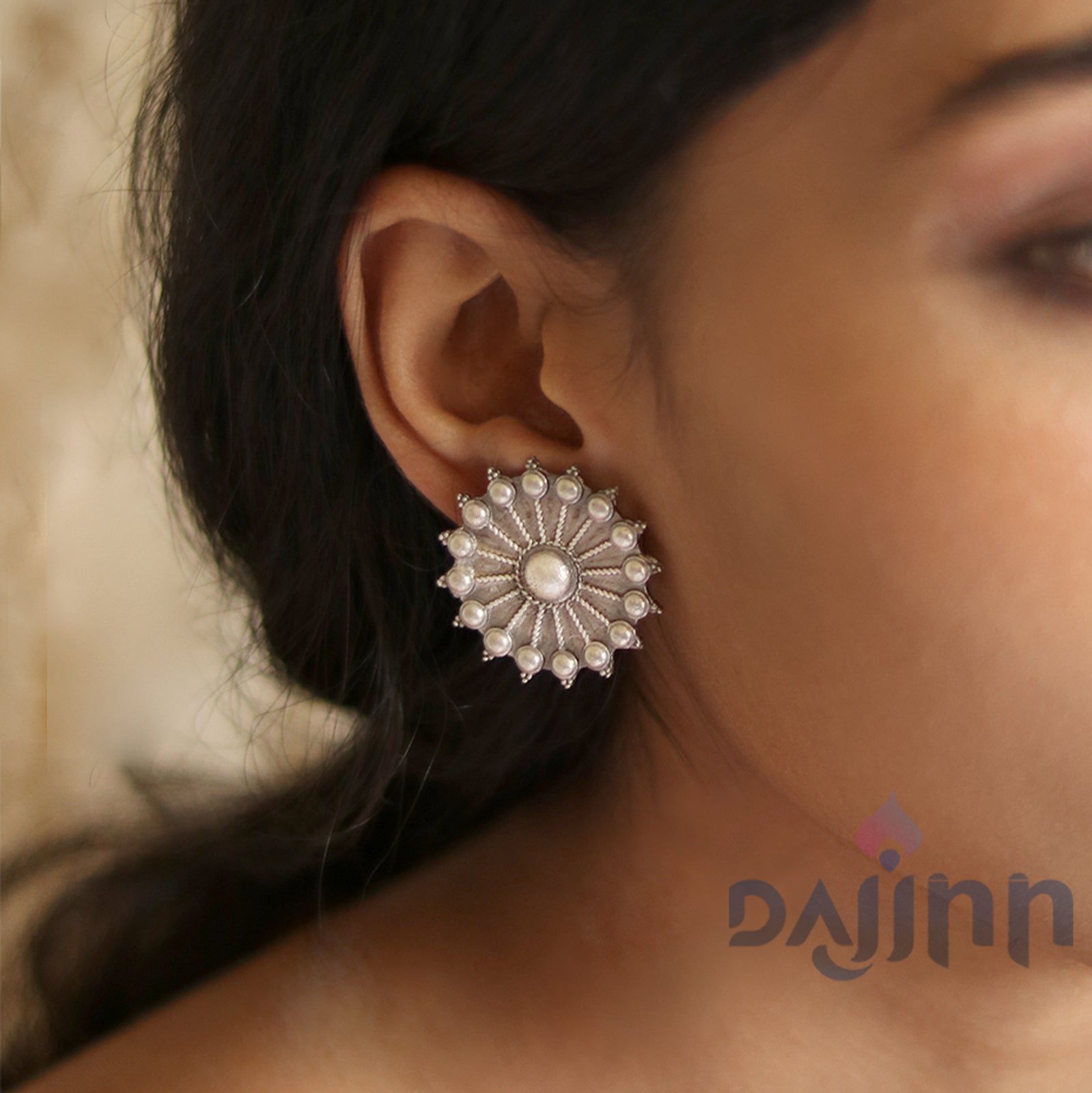 Dajinn Shaaravi Silver Oxidised Earrings