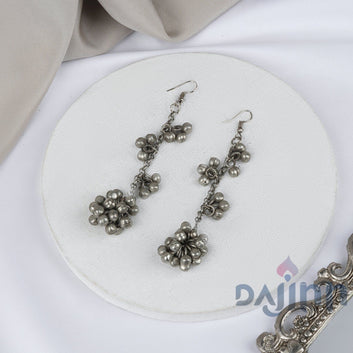 Dajinn Aafin Ghungroo Silver Oxidised Earring