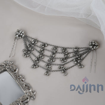 Dajinn Aamna Ghungroo Silver Oxidised Bun Stick