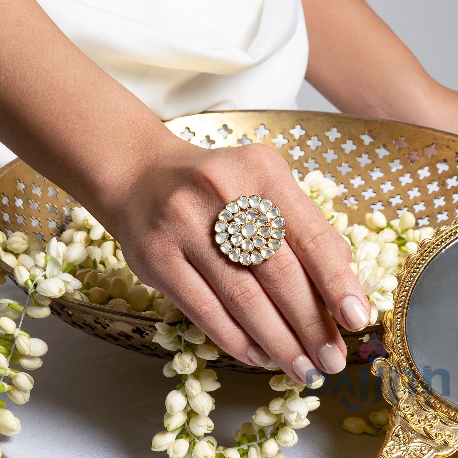 Dajinn Raagini Pearl and Polki Ring