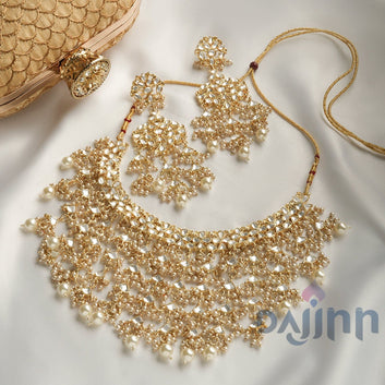 Dajinn Kanica Pearl and Polki Necklace Set