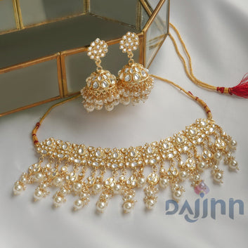 Dajinn Kayraa Pearl and Polki Necklace Set