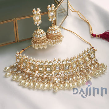 Dajinn Kanisha Pearl and Polki Necklace Set