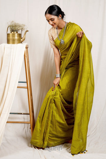 AYSR Boutique Shamrock Green Mulmul Cotton Saree