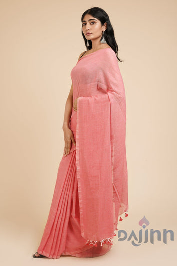 AYSR Boutique Sunset Pink Mulmul Saree