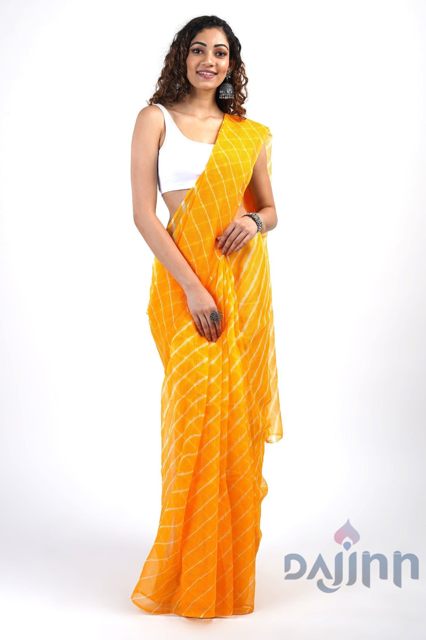 AYSR Boutique Eshika Yellow Kota Leheriya Saree with Blouse Piece