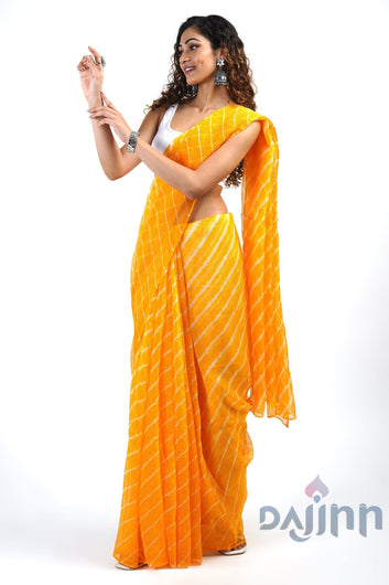 AYSR Boutique Eshika Yellow Kota Leheriya Saree with Blouse Piece