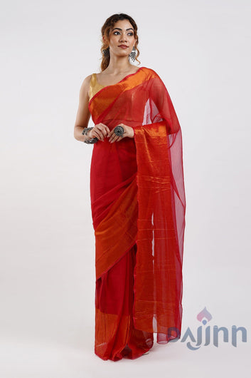 AYSR Boutique Sanah Red Chiffon Ready to Drape Saree