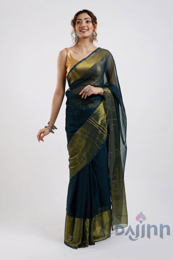 AYSR Boutique Sanah Blue Chiffon Ready to Drape Saree