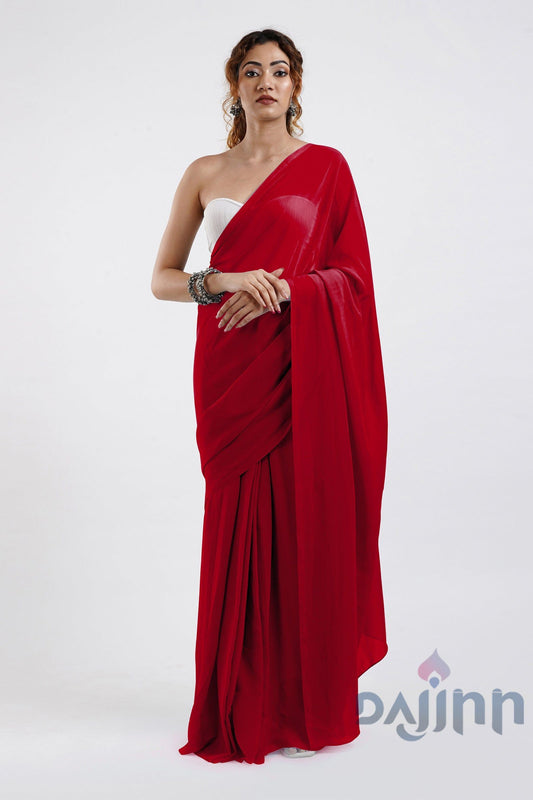 AYSR Boutique Farah Red Georgette Ready to Drape Saree