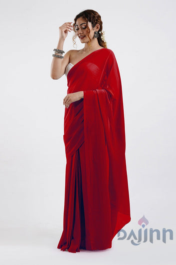 AYSR Boutique Farah Red Georgette Ready to Drape Saree